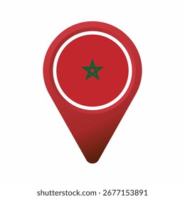 Morocco flag inside a red location pin flat illustration