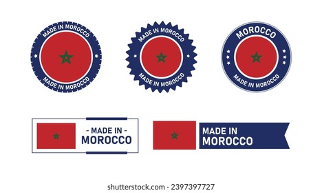 Morocco flag, Made in Morocco. Tag, Seal, Stamp, Flag, Icon vector