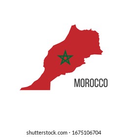 Morocco flag map. The flag of the country in the form of borders. Stock vector illustration isolated on white background.