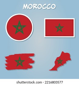 Morocco Flag Map, Map of the Kingdom of Morocco with the Moroccan country banner.