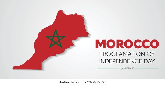Morocco flag map for 	Proclamation of Independence Day vector poster