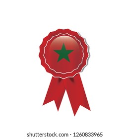 Morocco flag medal vector design.  Realistic 3D red color