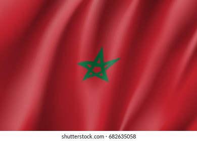 Morocco flag. National patriotic symbol in official country colors. Illustration of Africa state waving flag. Realistic vector icon