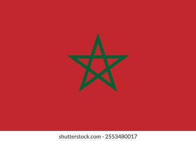 Morocco flag in official colors, dimensions and aspect ratio. Vector flag symbolizing national pride, identity, heritage, patriotism and authority