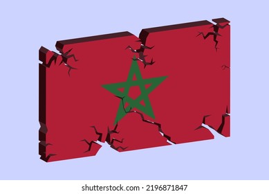 Morocco flag on 3D cracked wall vector, fracture pattern, Morocco earthquake, country flag with cracked texture, Switzerland national issues concept, logo idea