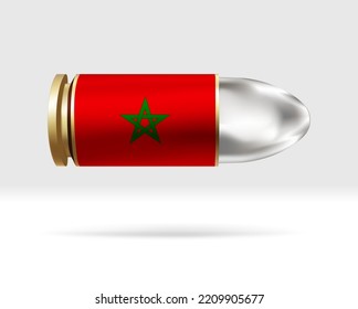 Morocco flag on bullet. A bullet danger moving through the air. Flag template. Easy editing and vector in groups. National flag vector illustration on background.