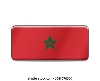 Morocco flag on smartphone screen. Vector illustration.