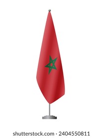 Morocco flag on flag stand for official meetings, transparent background, vector