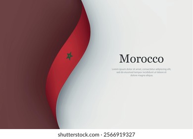 Morocco flag on Waving ribbon. Template for independence day