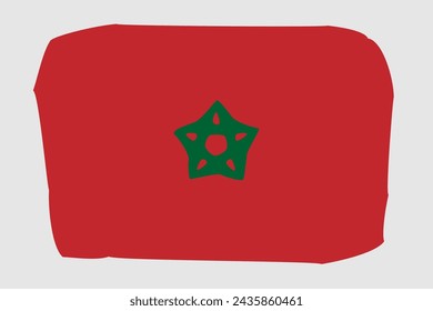 Morocco flag - painted design vector illustration. Vector brush style