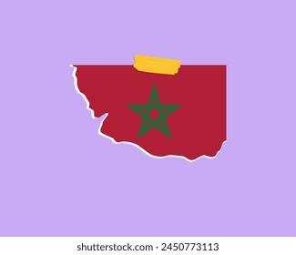 Morocco flag paper texture, single-piece element, vector design, Morocco flag taped on wall, decoration or celebration idea