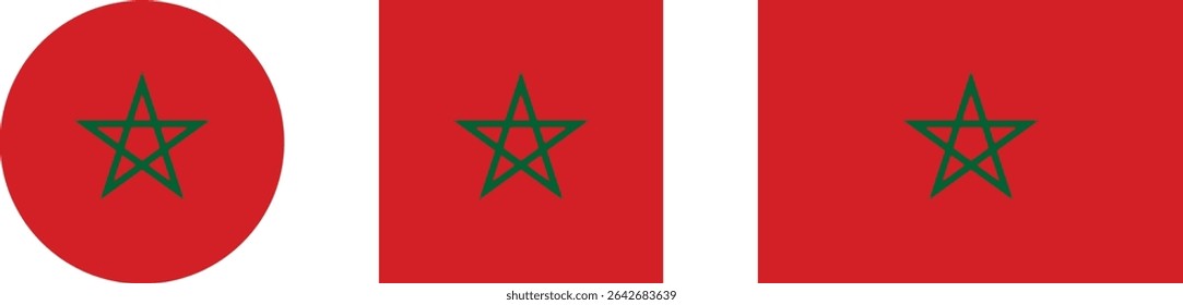 
Morocco flag PNG vector. Morocco square and round icon isolated on transparent PNG background. Morocco flag icon.


