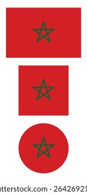 
Morocco flag PNG vector. Morocco square and round icon isolated on transparent PNG background. Morocco flag icon.


