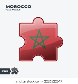 Morocco flag puzzle pieces. vector illustration isolated on a white background