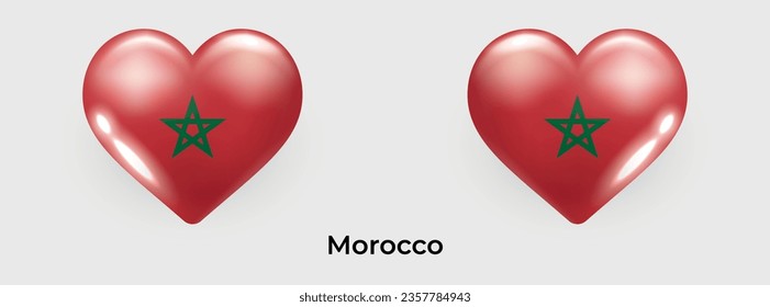 Indicación de Marruecos icono de corazón realista glas ilustración de vector