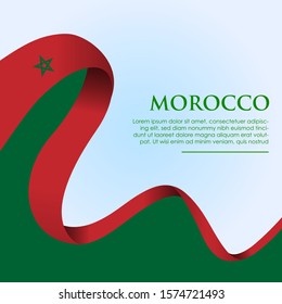 Morocco flag ribbon abstract color background vector. National poster. Vector design. banner, cover, flyer
