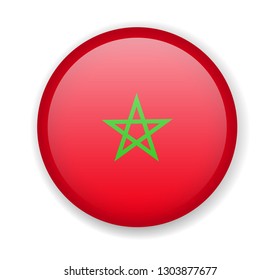 Morocco flag round bright icon vector Illustration
