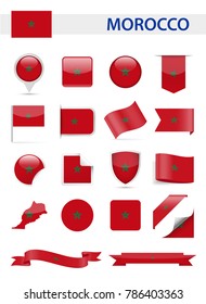 Morocco Flag Set - Vector Illustration