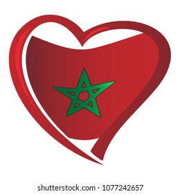 Morocco flag in shape of heart