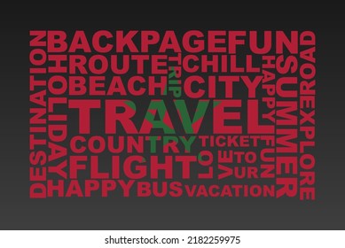 Morocco flag shape of travel keywords, travel concept, abroad vacation idea, simple flat design, Morocco flag mask on holiday words, tourism banner