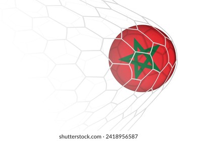Marokko flaggt Fußball im Netz. Vektorsportgrafik.