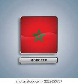 Morocco flag square button vector illustration