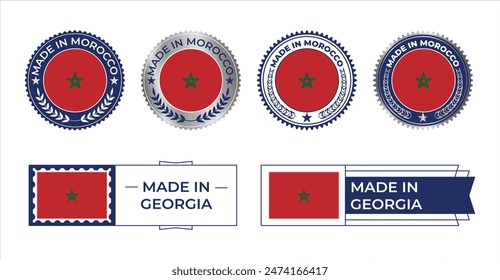Estampilla de la Bandera de Marruecos. Hecho en sello aislado en fondo blanco. Símbolo, Vector, ícono, ilustración.