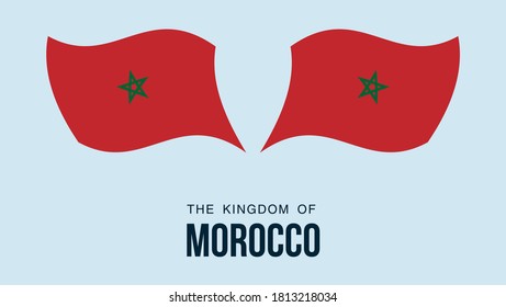 Morocco flag state symbol isolated on background national banner. Greeting card National Independence Day of the Kingdom of Morocco. Illustration banner with realistic state flag.