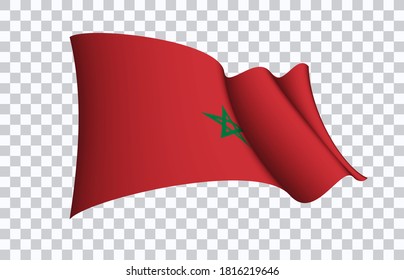 Morocco flag state symbol isolated on background national banner. Greeting card National Independence Day of the Kingdom of Morocco. Illustration banner with realistic state flag.