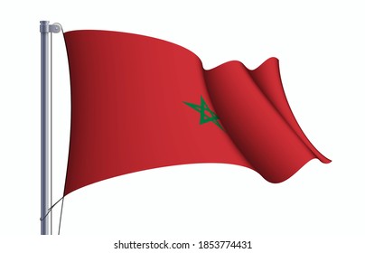 Morocco flag state symbol isolated on background national banner. Greeting card National Independence Day of the Kingdom of Morocco. Illustration banner with realistic state flag.