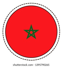 Morocco flag sticker on white background. Vintage vector seal quality badge. Template design element. National day. Travel sign.