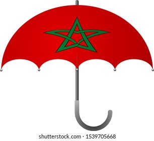 Morocco flag umbrella. Social security concept. National flag of Morocco vector illustration