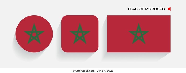 Morocco Flags arranged in round, square and rectangular shapes