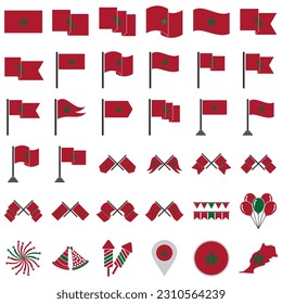 Morocco flags icon set, Morocco independence day icon set vector sign symbol