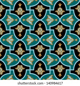 Morocco Floral Seamless Pattern. Traditional Arabic Islamic Background. Mosque decoration element.