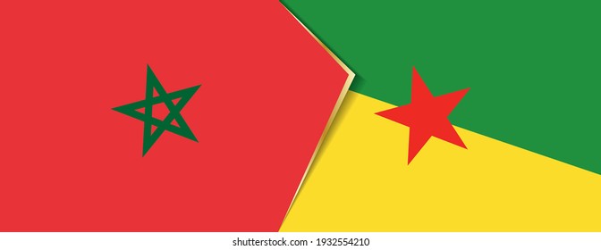 Morocco and French Guiana flags, two vector flags symbol of relationship or confrontation.