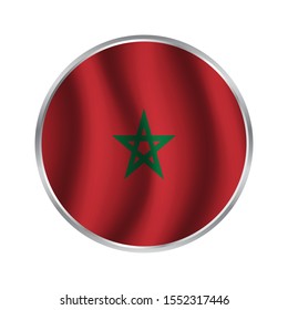 Morocco - glossy button with flag, White paper circle with flag of Morocco. Abstract illustration.