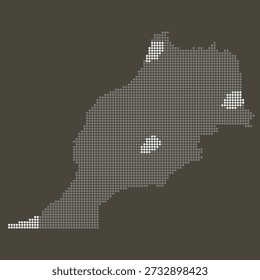 Marrocos Cinza e Branco Pontilhado Mapa em Marrom para Corredores de Comércio Mediterrâneo. Mapa de Marrocos pontilhado mapa.