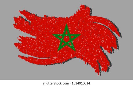 Morocco grunge flag, Morocco flag with shadow on isolated background, vector illustration