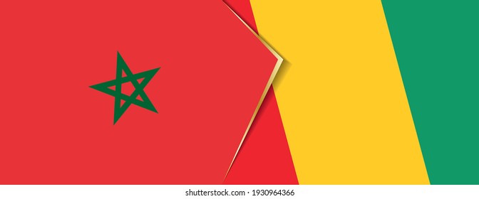 Banderas de Marruecos y Guinea, dos banderas vectoriales símbolo de relación o enfrentamiento.