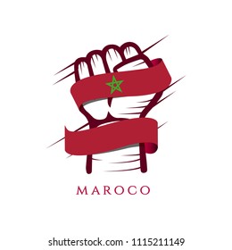 Morocco Hand and Flag Vector Template Design Illustration