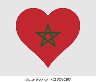 Morocco Heart Flag. Moroccan Love Shape Country Nation National Flag. Kingdom of Morocco Banner Icon Sign Symbol. EPS Vector Illustration. svg