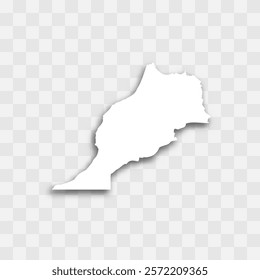 Morocco high detailed vector representation of country silhouette. White color on transparent background with dropped shadow. For educational, decorative, or informational use.