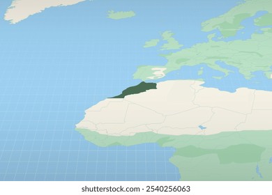 Morocco highlighted on a detailed map, geographic location of Morocco. Vector Map.