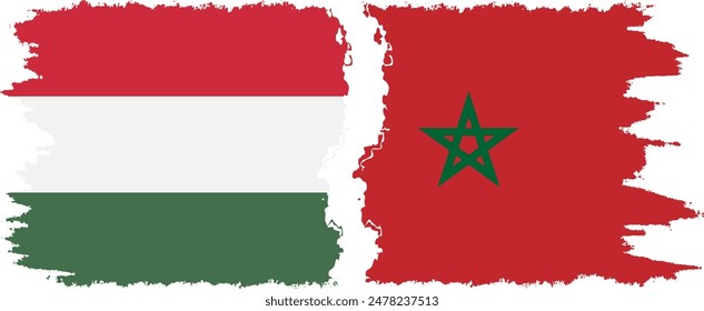Marruecos y Hungría grunge banderas conexión, Vector