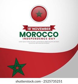 Morocco Independence Day 18 November Square Banner Background Design For Greeting Card, Banner, Wallpaper, Cover, Social media, illustration, Flyer