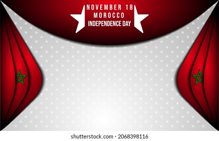 Morocco Independence Day Background. November 18. Premium and luxury greeting card, letter, poster, or banner. With star icon and Morocco National Flag