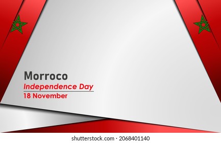 Morocco Independence Day Background. November 18. Premium and luxury greeting card, letter, poster, or banner. With star icon and Morocco National Flag