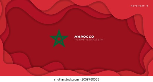 Morocco Independence day background with paper cut design. red and green background design. Good template for Morocco National Day design.