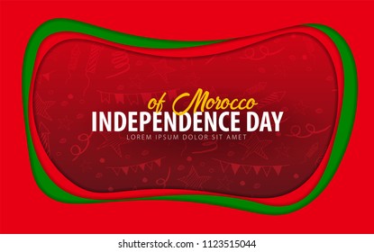 Morocco. Independence day greeting card. Paper cut style